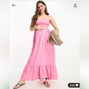 The Frolic Maternity emerald cut out maxi summer dress in pink lemonade. Size 12